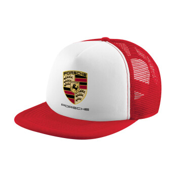 Porsche, Καπέλο Ενηλίκων Soft Trucker με Δίχτυ Red/White (POLYESTER, ΕΝΗΛΙΚΩΝ, UNISEX, ONE SIZE)