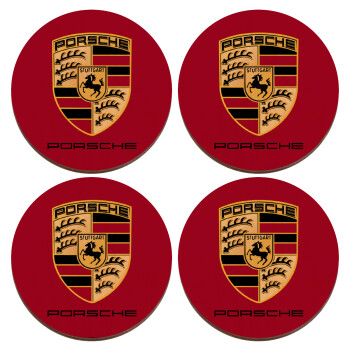 Porsche, ΣΕΤ x4 Σουβέρ ξύλινα στρογγυλά plywood (9cm)