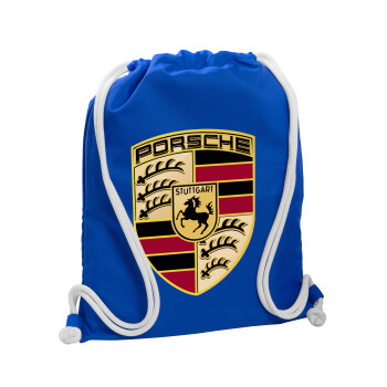 Porsche, Τσάντα πλάτης πουγκί GYMBAG Μπλε, με τσέπη (40x48cm) & χονδρά κορδόνια