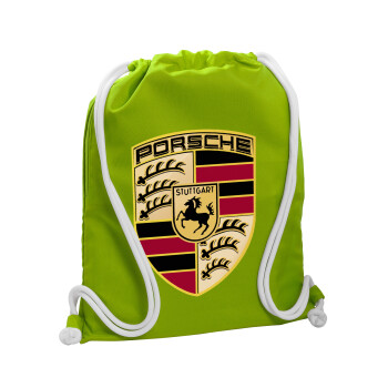 Porsche, Τσάντα πλάτης πουγκί GYMBAG LIME GREEN, με τσέπη (40x48cm) & χονδρά κορδόνια