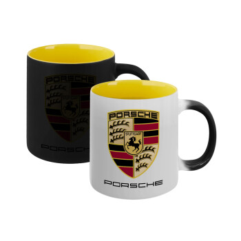 Porsche, Κούπα Μαγική εσωτερικό κίτρινη, κεραμική 330ml που αλλάζει χρώμα με το ζεστό ρόφημα (1 τεμάχιο)
