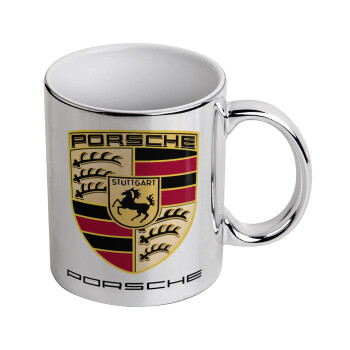Porsche, Mug ceramic, silver mirror, 330ml