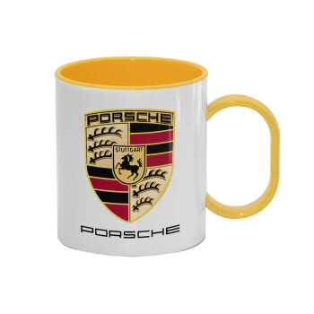 Porsche, Κούπα (πλαστική) (BPA-FREE) Polymer Κίτρινη για παιδιά, 330ml