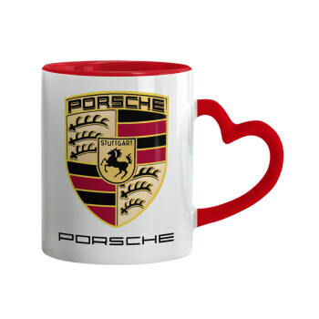 Porsche, Κούπα καρδιά χερούλι κόκκινη, κεραμική, 330ml