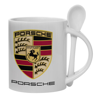 Porsche, Ceramic coffee mug with Spoon, 330ml (1pcs)