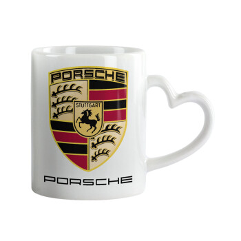 Porsche, Mug heart handle, ceramic, 330ml