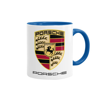 Porsche, Mug colored blue, ceramic, 330ml