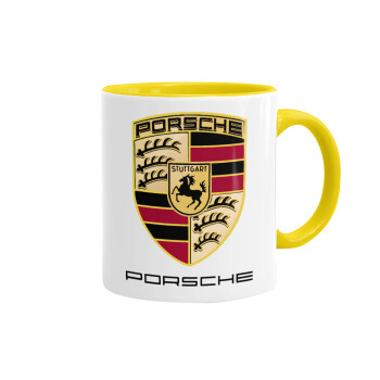 Porsche, Κούπα χρωματιστή κίτρινη, κεραμική, 330ml