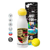 Tennis ball Metal mug thermos White, double wall, 550ml