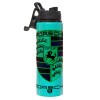 Metallic water bottle with safety lid, 850ml aluminum