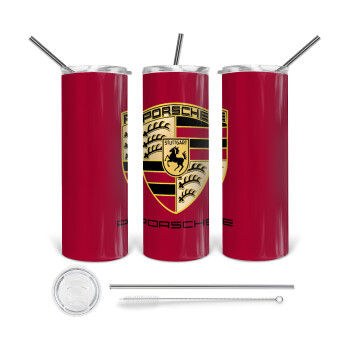 Porsche, 360 Eco friendly stainless steel tumbler 600ml, with metal straw & cleaning brush