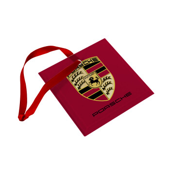Porsche, Christmas ornament, glass square ornament 9x9cm