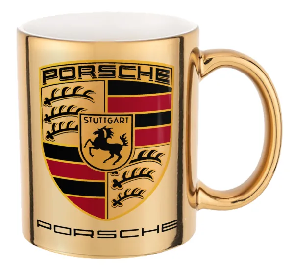 Porsche — Mug ceramic, gold mirror, 330ml