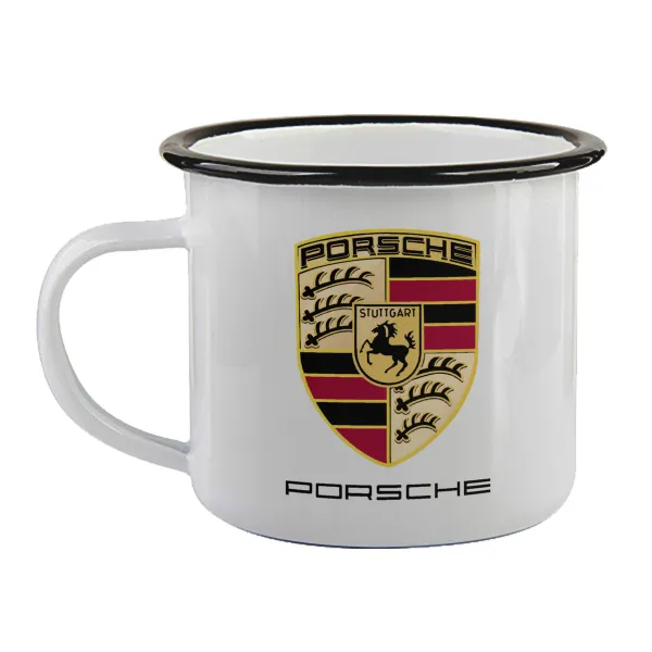 Porsche — Enamel mug with black rim, 360ml