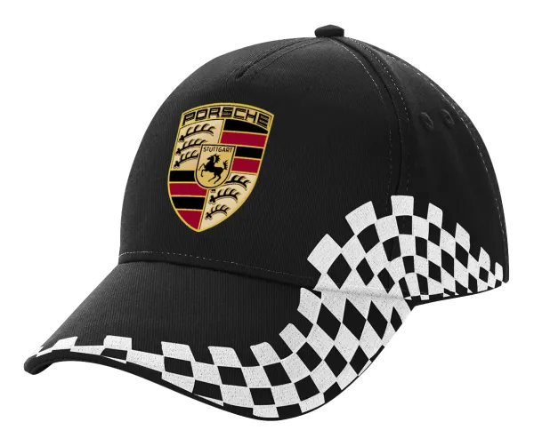 Porsche — Adult Ultimate BLACK RACING Cap, (100% COTTON DRILL, ADULT, UNISEX, ONE SIZE)