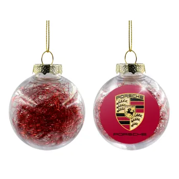 Porsche, Transparent Christmas tree ball ornament with red filling 8cm