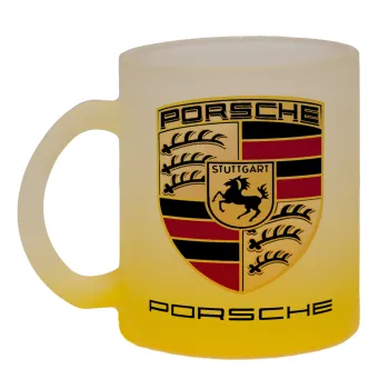 Porsche, Κούπα γυάλινη δίχρωμη με βάση το κίτρινο ματ, 330ml
