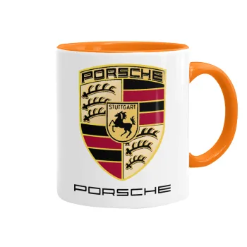 Porsche, Mug colored orange, ceramic, 330ml