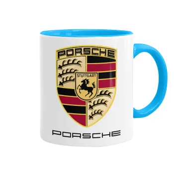 Porsche, Mug colored light blue, ceramic, 330ml