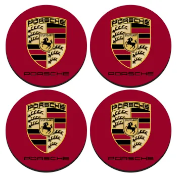 Porsche, ΣΕΤ 4 Σουβέρ ξύλινα στρογγυλά (9cm)