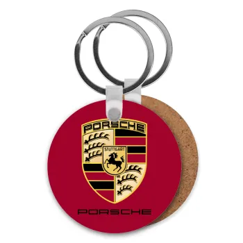 Porsche, Μπρελόκ Ξύλινο στρογγυλό MDF Φ5cm