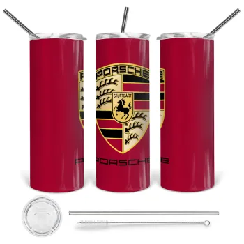 Porsche, Tumbler stainless steel 600ml, with metal straw & cleaning brush