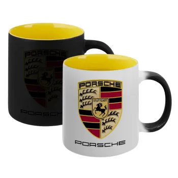Porsche, Κούπα Μαγική εσωτερικό κίτρινη, κεραμική 330ml που αλλάζει χρώμα με το ζεστό ρόφημα