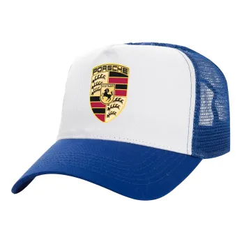 Porsche, Καπέλο Ενηλίκων Structured Trucker, με Δίχτυ, ΛΕΥΚΟ/ΜΠΛΕ (100% ΒΑΜΒΑΚΕΡΟ, ΕΝΗΛΙΚΩΝ, UNISEX, ONE SIZE)