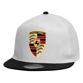 Porsche, Καπέλο παιδικό Flat Snapback, Λευκό (100% ΒΑΜΒΑΚΕΡΟ, ΠΑΙΔΙΚΟ, UNISEX, ONE SIZE)