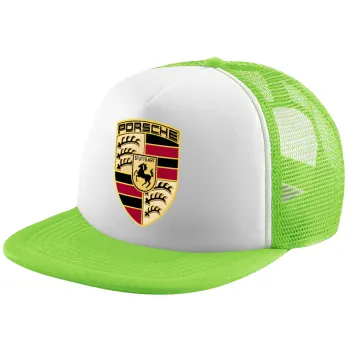 Porsche, Child's Soft Trucker Hat with Green/White Mesh (POLYESTER, CHILDREN'S, ONE SIZE)