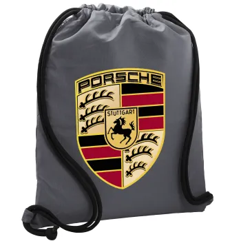 Porsche, Backpack pouch GYMBAG GREY, with pocket (40x48cm) & thick cords