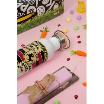 Porsche, Πασχαλινή Λαμπάδα με παγούρι μεταλλικό (620ml, stainless steel) & κερί αρωματικό πλακέ (30cm) (ΡΟΖ)