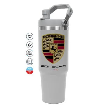 Porsche, GREY color, 890ml (30oz) stainless Steel Tumbler with Handle
