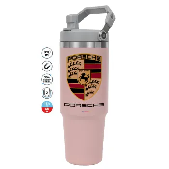 Porsche, Pink color, 890ml (30oz) stainless Steel Tumbler with Handle