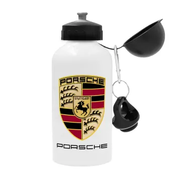 Porsche, Metal water bottle, White, aluminum 500ml