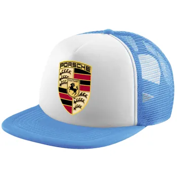 Porsche, Child's Soft Trucker Hat with Blue/White Mesh (POLYESTER, CHILD, ONE SIZE)