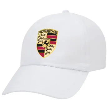 Porsche, Adult Baseball Cap White 5-panel (POLYESTER, ADULT, UNISEX, ONE SIZE)