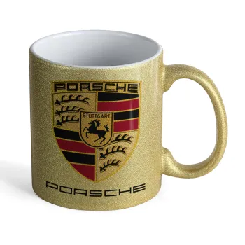 Porsche, Κούπα Χρυσή Glitter που γυαλίζει, κεραμική, 330ml