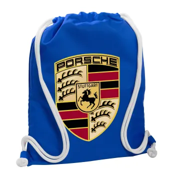 Porsche, Backpack pouch GYMBAG Blue, with pocket (40x48cm) & thick cords