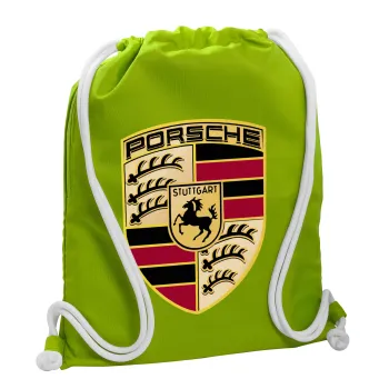 Porsche, Τσάντα πλάτης πουγκί GYMBAG LIME GREEN, με τσέπη (40x48cm) & χονδρά κορδόνια