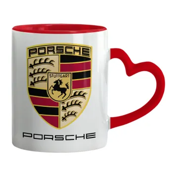 Porsche, Κούπα καρδιά χερούλι κόκκινη, κεραμική, 330ml