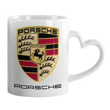 Porsche, Κούπα καρδιά χερούλι λευκή, κεραμική, 330ml
