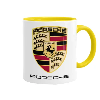 Porsche, Mug colored yellow, ceramic, 330ml