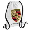Backpack pouch GYMBAG white, with pocket (40x48cm) & thick cords