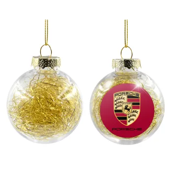 Porsche, Transparent Christmas tree ball ornament with gold filling 8cm