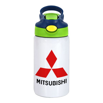 mitsubishi, Παιδικό παγούρι θερμό, ανοξείδωτο, με καλαμάκι ασφαλείας, πράσινο/μπλε (350ml)