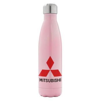 mitsubishi, Μεταλλικό παγούρι θερμός Ροζ Ιριδίζον (Stainless steel), διπλού τοιχώματος, 500ml