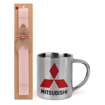 mitsubishi, Πασχαλινό Σετ, μεταλλική κούπα θερμό (300ml) & πασχαλινή λαμπάδα αρωματική πλακέ (30cm) (ΡΟΖ)