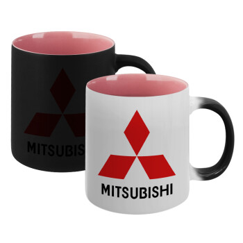 mitsubishi, Κούπα Μαγική εσωτερικό ΡΟΖ, κεραμική 330ml που αλλάζει χρώμα με το ζεστό ρόφημα (1 τεμάχιο)