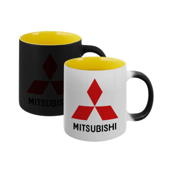 mitsubishi, Κούπα Μαγική εσωτερικό κίτρινη, κεραμική 330ml που αλλάζει χρώμα με το ζεστό ρόφημα (1 τεμάχιο)